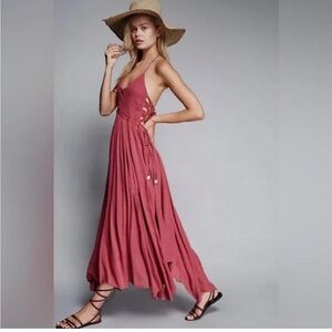 Rare Free People Coconuts All Day Summer Collection Maxi Dress in Rose Pink